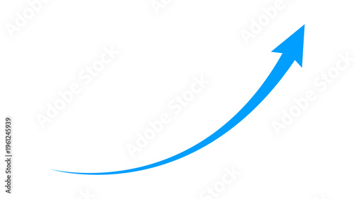 Curved blue graph arrow moving up concept of stock market business growth, financial profit, economic growth, business grow up trend. Business growth upward arrow sign. Vector illustration.
