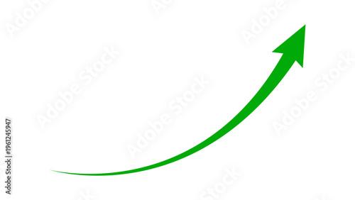 Curved green graph arrow moving up concept of stock market business growth, financial profit, economic growth, business grow up trend. Business growth upward arrow sign. Vector illustration.