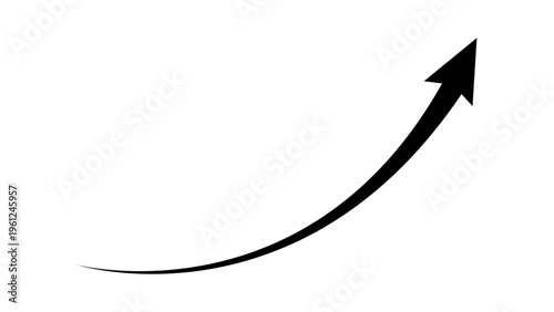 Curved black graph arrow moving up concept of stock market business growth, financial profit, economic growth, business grow up trend. Business growth upward arrow sign. Vector illustration.