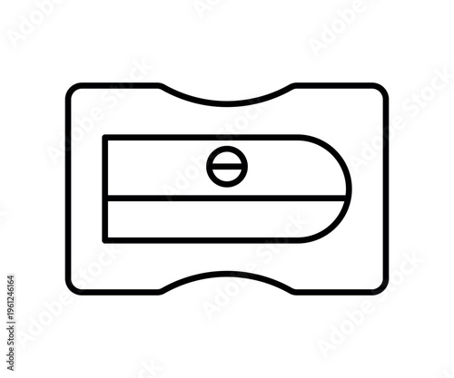 Pencil Sharpener in Black Line Icon for School Stationery Vector Illustration
