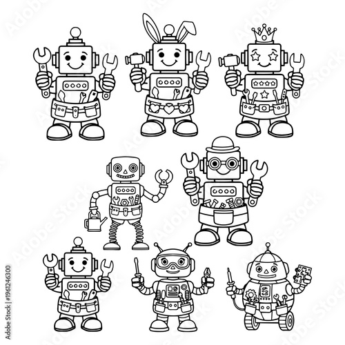Industrial Robots and Robotic Labourers Silhouette Pack