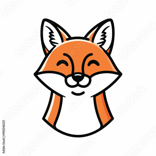 Smiling cartoon fox face closeup 2.