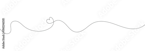 Hand drawn linear heart design. Abstract swirl and curve line. One continuous squiggle line.One continuous squiggle line. Curved single line.