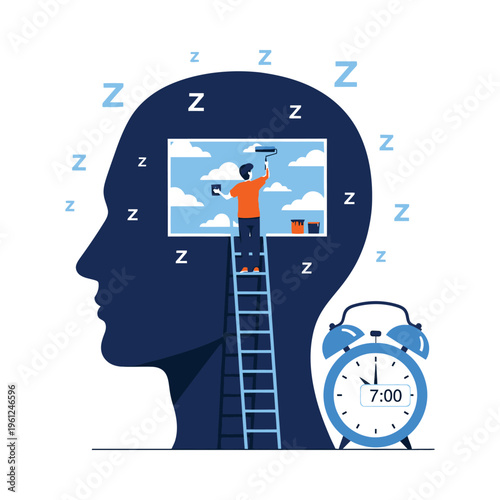 A dreamer climbing towards aspirations while time waits patiently