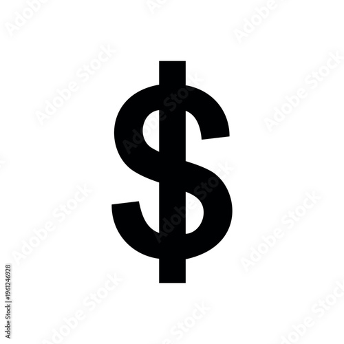 Black dollar sign vector silhouette isolated on white background. Dollar sign icon illustration design.