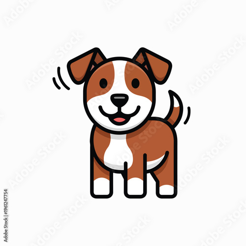 Brown and White Smiling Cartoon Dog.
