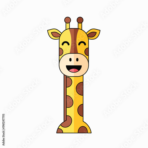 Smiling Cartoon Giraffe Face Closeup 1.