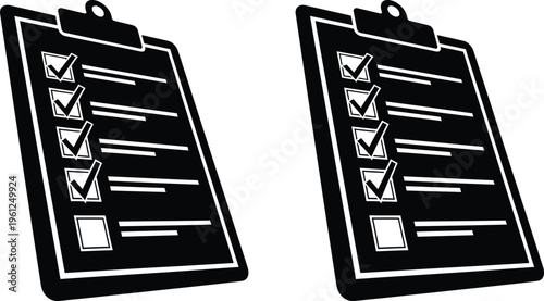 Two clipboards with checklists on a white background