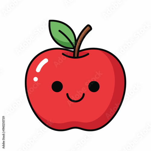 Smiling Red Apple Cartoon Character Face 3.