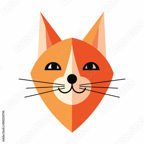Geometric Orange Cat Face Portrait.