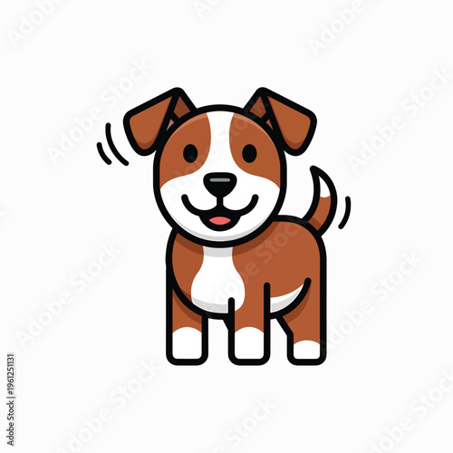 Brown and White Smiling Cartoon Dog.
