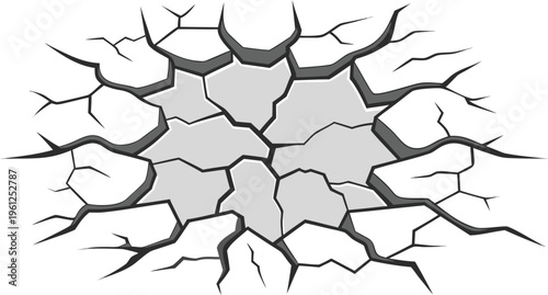 Cracked ground texture with deep cracks and broken pattern hole