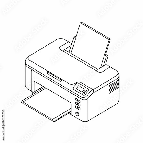 Inkjet printer with open paper tray 1.