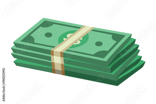 Stack of bundled banknotes on white background isolated