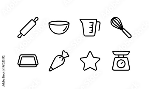 Minimalist baking tools vector illustration for culinary and design projects