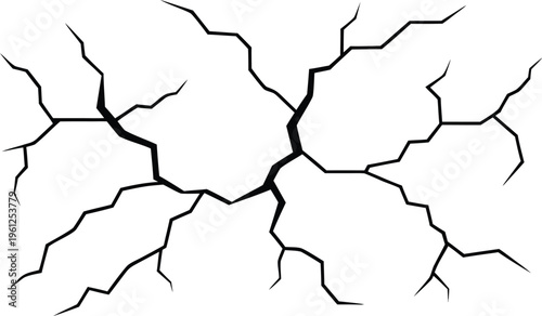 Black cracks on white background fractures wall cracks 1 fractures set