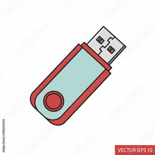 Red and grey USB flash drive.