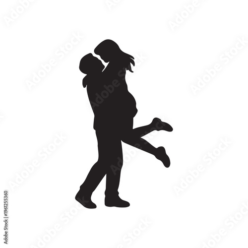 A minimalist graphic illustration depicting a romantic couple sharing an intimate loving moment Vector