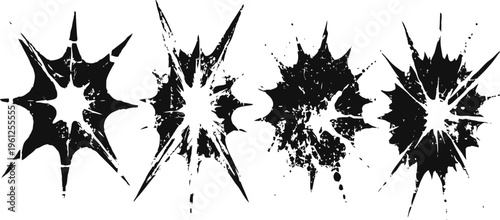 Black paint splatter set with irregular shapes abstract ink blobs and brush stroke stains creative artistic grunge design elements