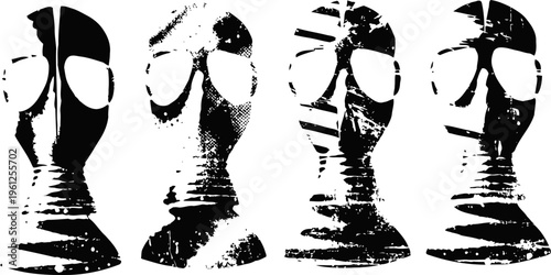 Black and white chess pieces close up knight, rook, king, bishop, strategic game, classic board