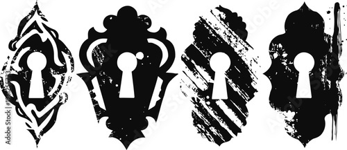 vintage ornamental keyhole silhouettes decorative old escutcheon designs collection