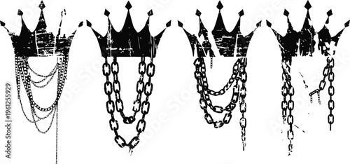 black gothic crown collection with chains and spikes dark medieval king accessories vintage royal jewelry silhouettes