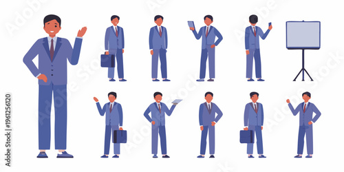 Fotografía Diverse group of businessmen in suits posing in various positions