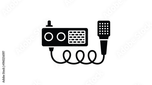 walkie talkie radio communication device silhouette flat vector illustration wireless transceiver icon isolated on white background