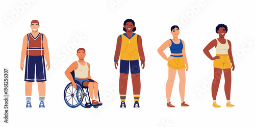 Diverse group of athletes standing together showcasing inclusivity and fitness