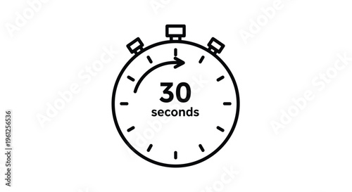 Stopwatch icon with an arrow indicating thirty seconds used for timing, countdowns, and quick tasks in business.