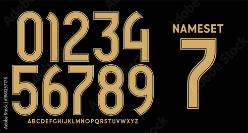 number set for jersey with modern and retro style	

