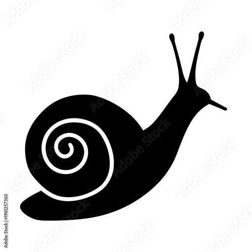 Snail vector illustration: black snail graphic, garden snail drawing, snail silhouette, mollusk art