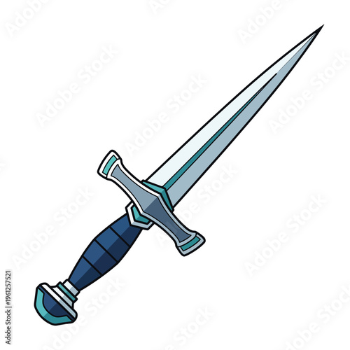 A cartoon dagger with blue handle.