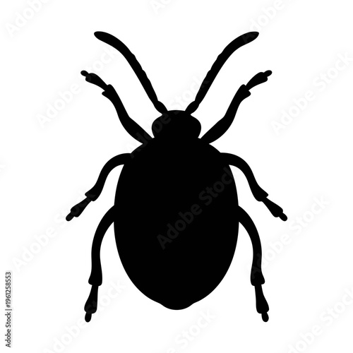 Vector graphic of black beetle insect silhouette for pest control and nature design elements and projects