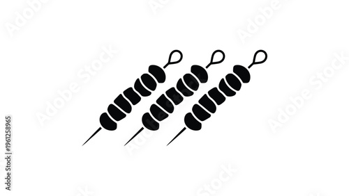grilled meat skewers silhouette flat vector illustration barbecue kebab food icon set street food bbq sticks isolated on white