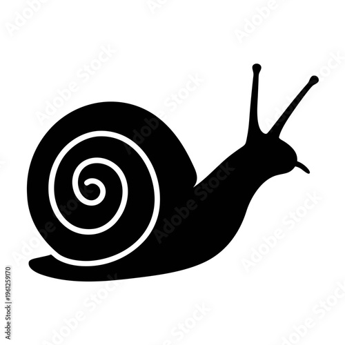 Snail silhouette vector illustration with spiral shell for graphic design and web design projects