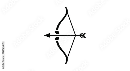 A striking black bow and arrow design in a minimalist silhouette