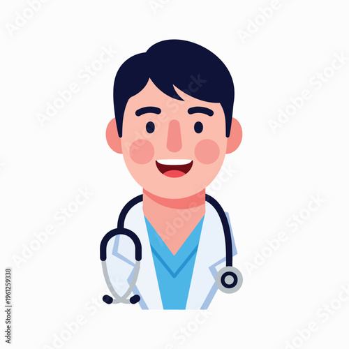 Tableau sur toile Smiling doctor with stethoscope around neck 1.