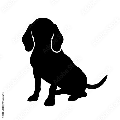 Black dog silhouette vector graphic for pet lovers and dog owners seeking dog clip art images online