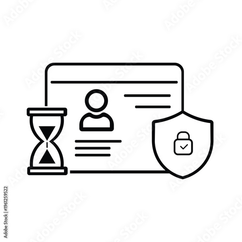 Session Protection Icon – User Session Security and Timeout Control Line Icon