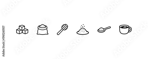 Sugar and sweetener icons with coffee cup design.