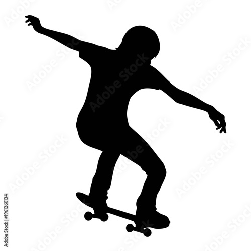 Silhouette of skateboarder performing trick on skateboard vector graphic illustration image design