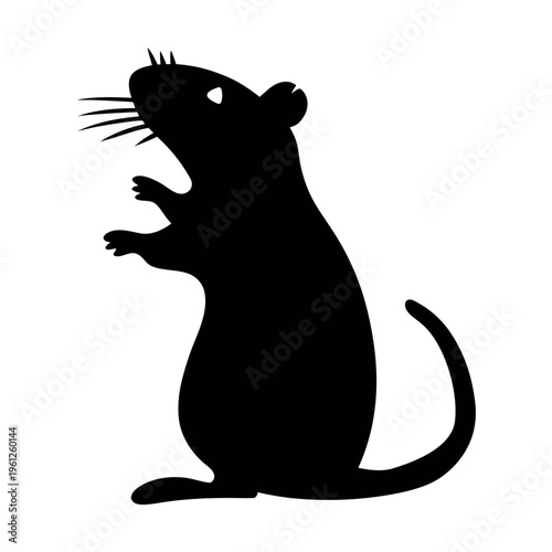 Find black rat vector illustration silhouette drawing rodent pest animal graphic design image for art