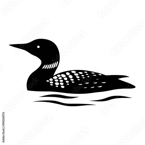 Cuadro en lienzo Isolated black loon vector illustration graphic of swimming bird wildlife design