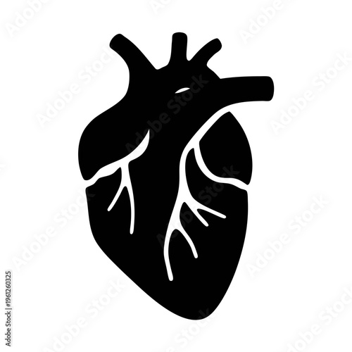Black heart anatomy vector illustration for medical or educational use heart health design