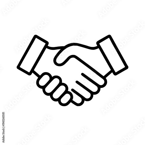 Canvastavla Handshake icon in black line art