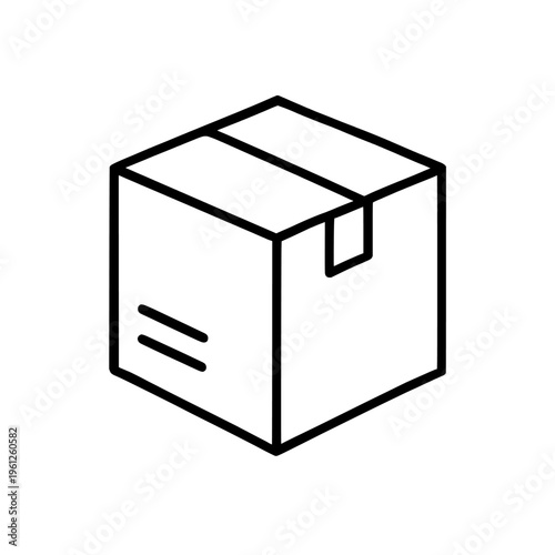 Simple line art illustration of a closed cardboard parcel box
