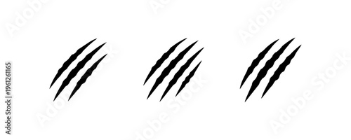 Black claw marks on white background - scratch pattern design.