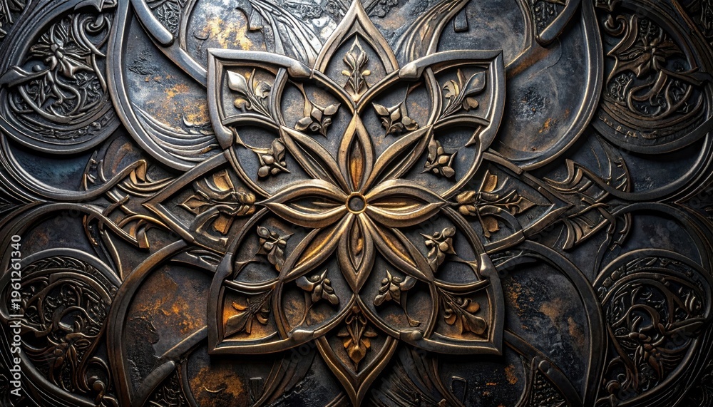 Obraz premium Intricate Metalwork - A Detailed Close-Up of an Ornate Design.