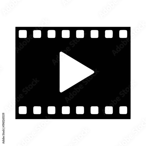 Video player icon film strip play button media player symbol for multimedia content concept